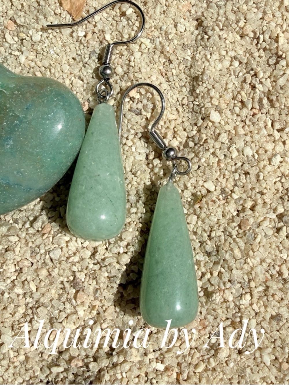 Aventurine Mint Green Teardrop Dangle Earrings